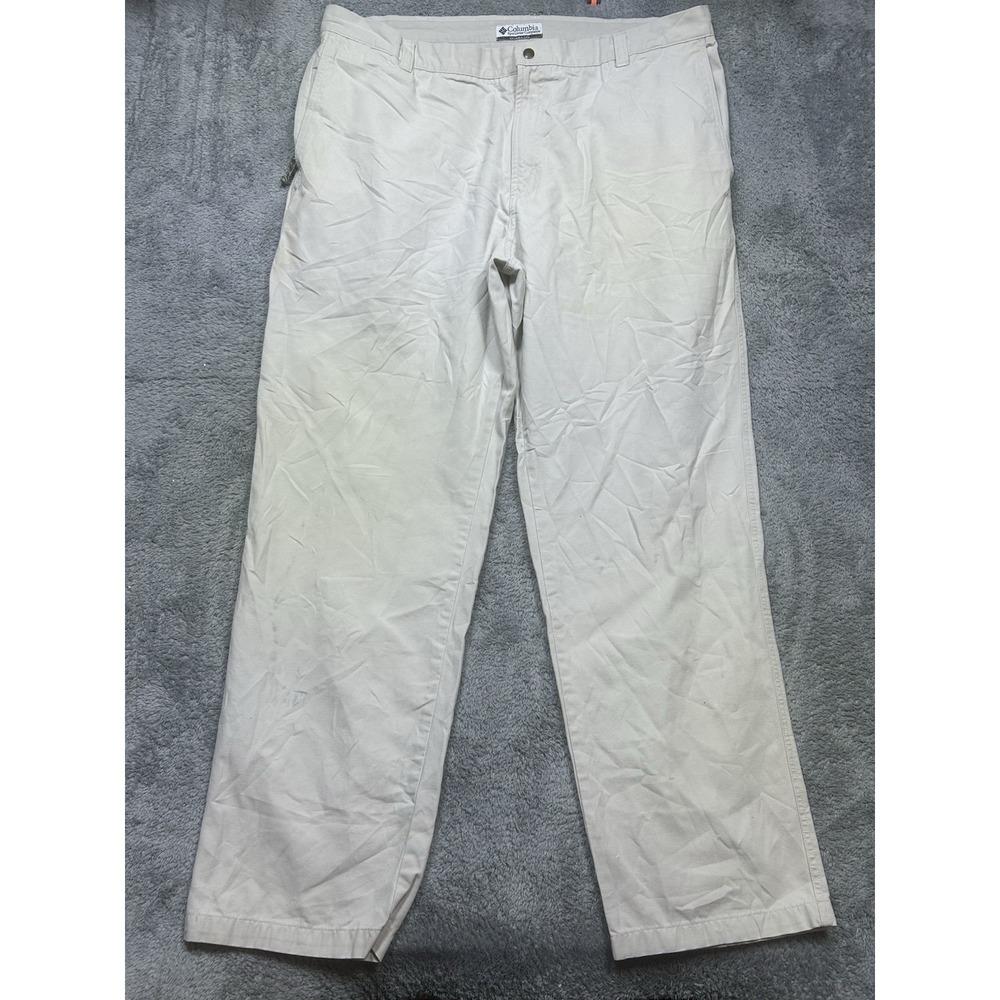 Vintage Columbia Pants‎ Mens 42x34 Beige Roc Classic Fit Utility Outdoor *SPOTS